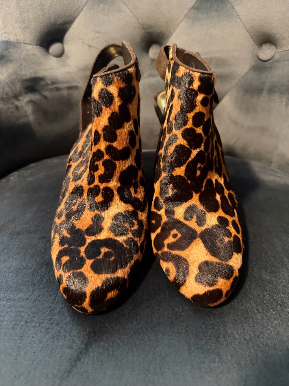 Ralph Lauren Leopard Print high heeled sling-back Booties